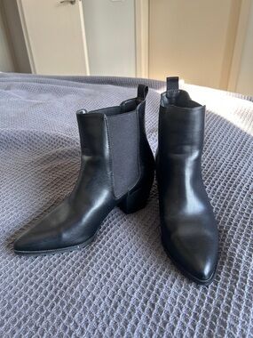 Gap: Black Leather Tall Ankle Boots - Size 8